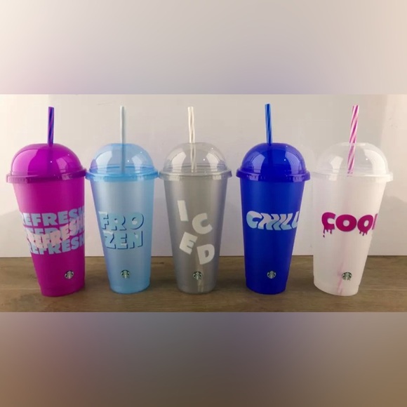 Set of 5 Starbucks Summer 2024 Dome Lid Reusable Cold Cups 24oz Each 🆕 - Picture 6 of 7